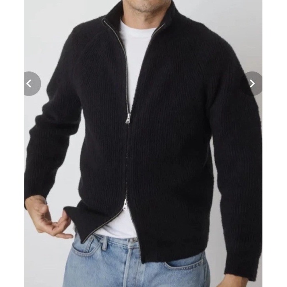 AYR "The Mountain House" Full-Zip Sweater Jacket Black Men's Small $375
